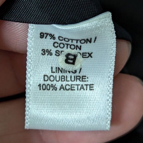 Cynthia Steffe Sz Small Black Jacket Velvet Trim Fitted Gray Pinstripe Career - Picture 11 of 11